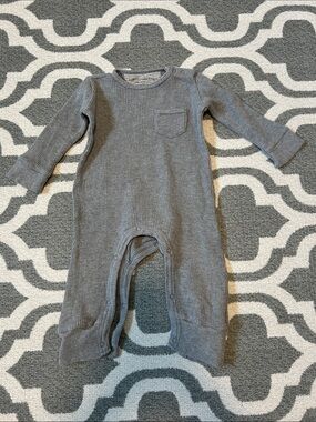 100% Organic Cotton Burt's Bees Baby Gray Ribbed Thermal One-Piece